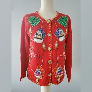 Victoria Harbour Red Embellished Christmas Sweater